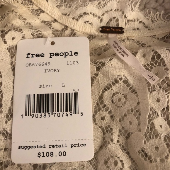 FREE PEOPLE Lace Mini Dress "Heart in Two", Ivory - Picture 8 of 8